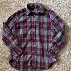 Brandy Melville Plaid Shirt - Burgundy and Gray